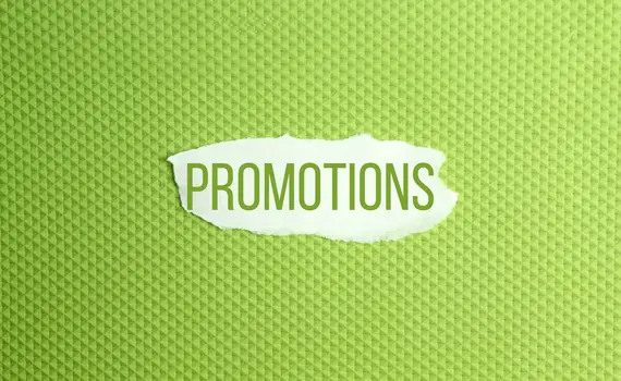 green background with promotions written on it
